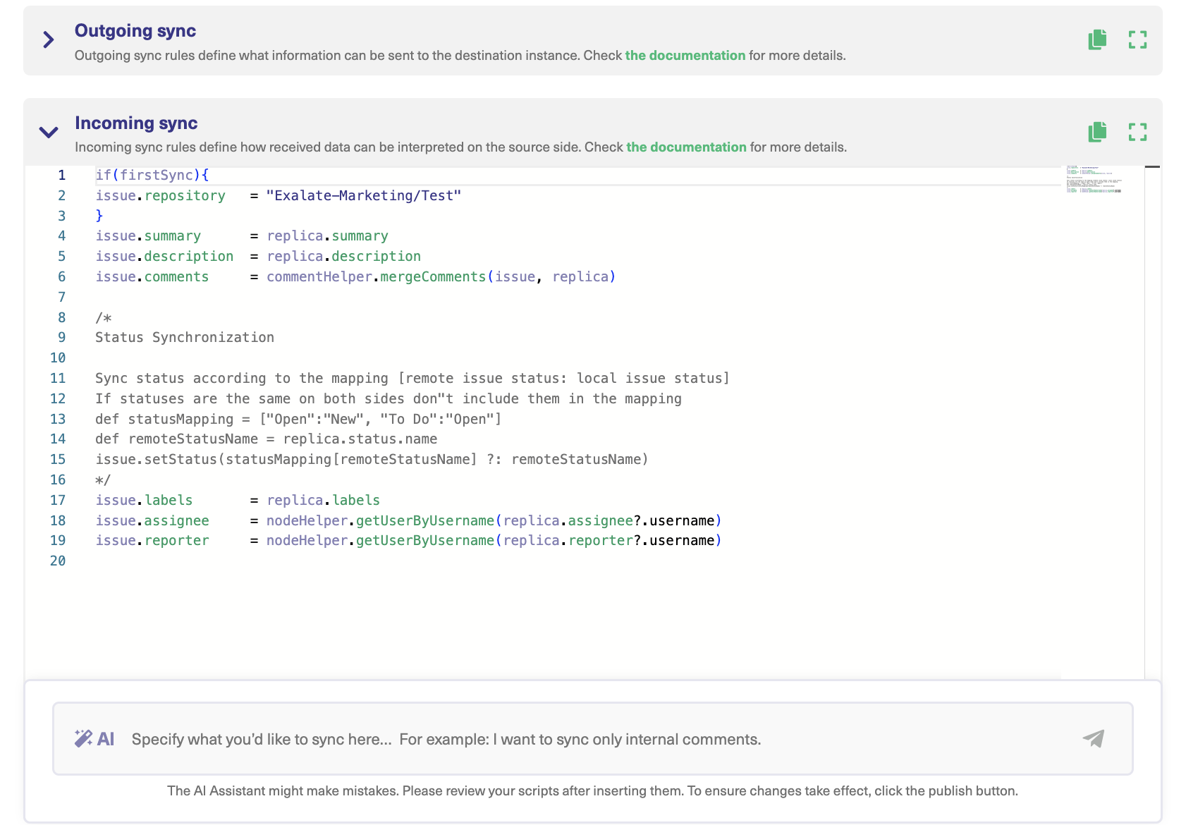 Sync rules in GitHub